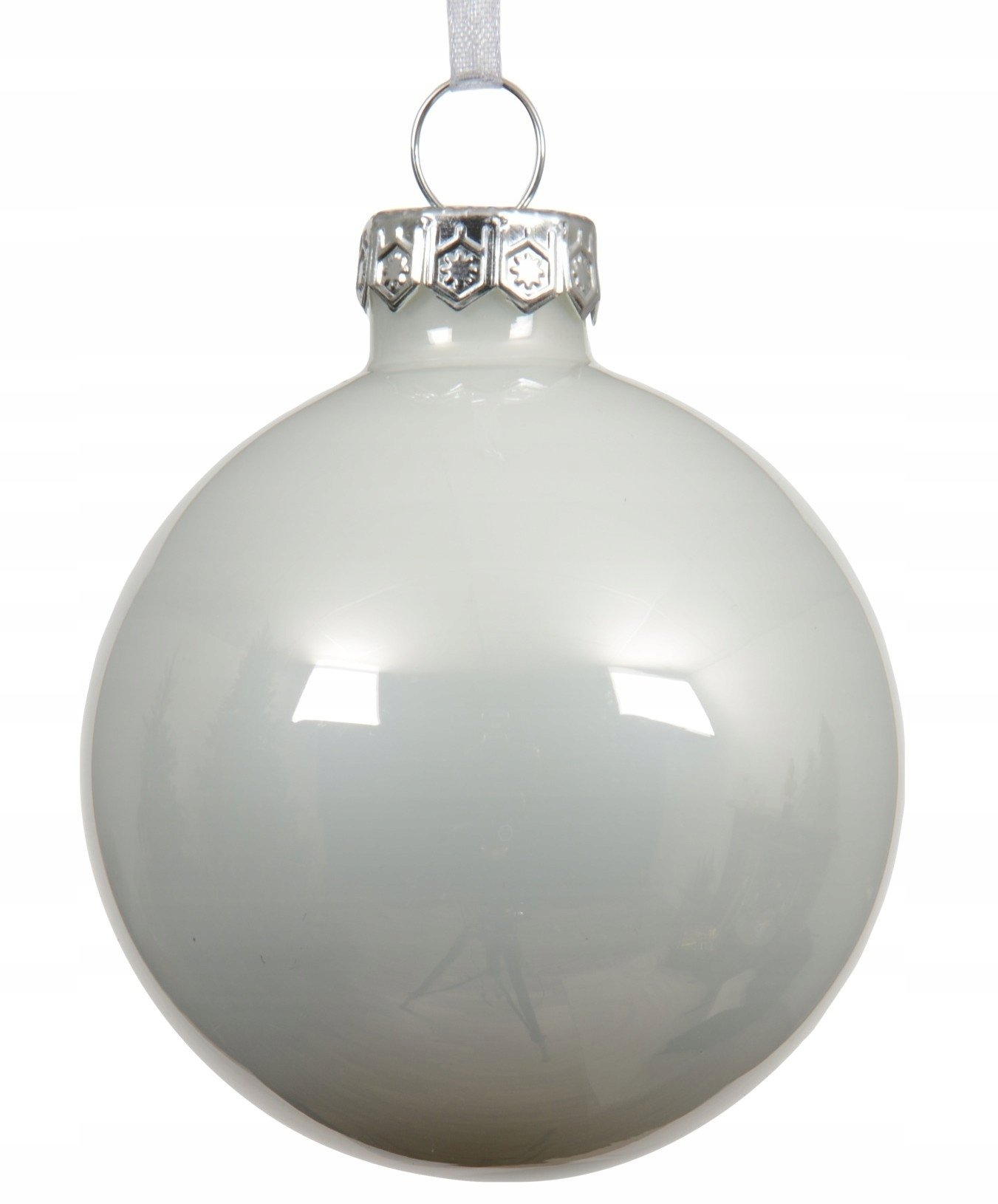 Bombka choinkowa szklana gładka biała perłowa duża 10cm 1szt