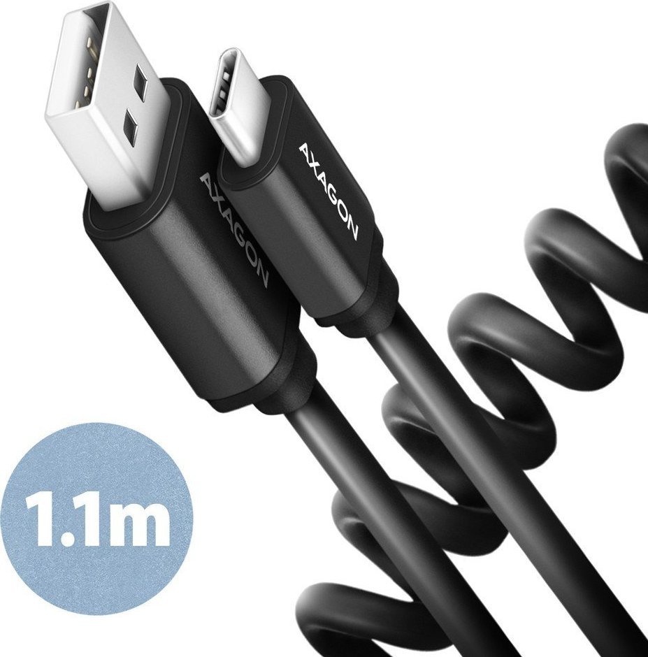 Kabel USB Axagon USB-A - USB-C 1.1 m Czarny (BUCM-AM20TB)