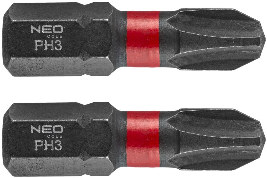 Neo Tools Bity uderzeniowe PH3 x 25 mm, 2 sztuk