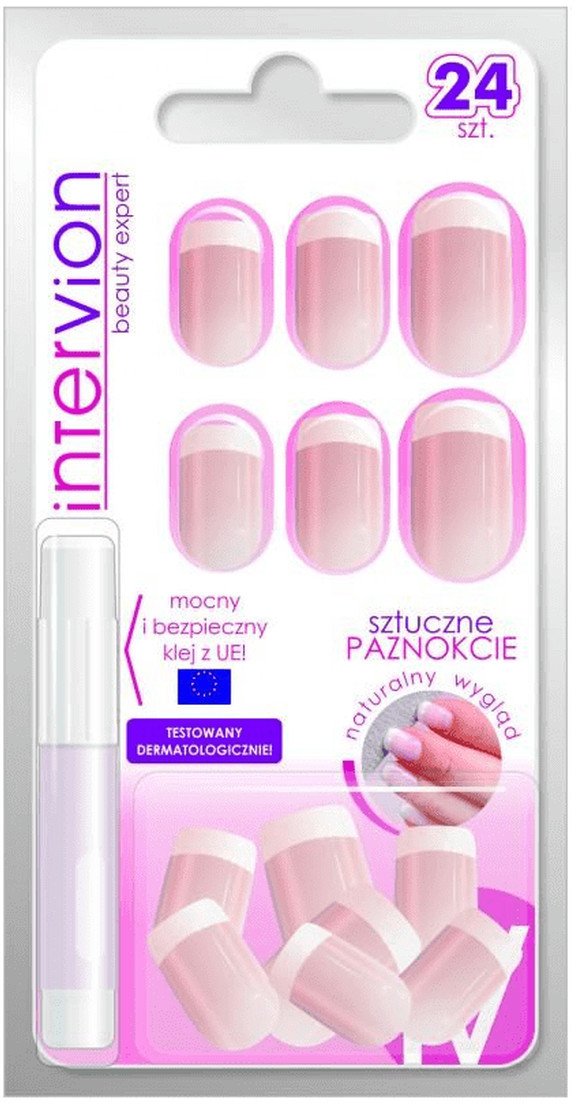 Inter-vion Sztuczne paznokcie gradientowe french - średniej długości 499136