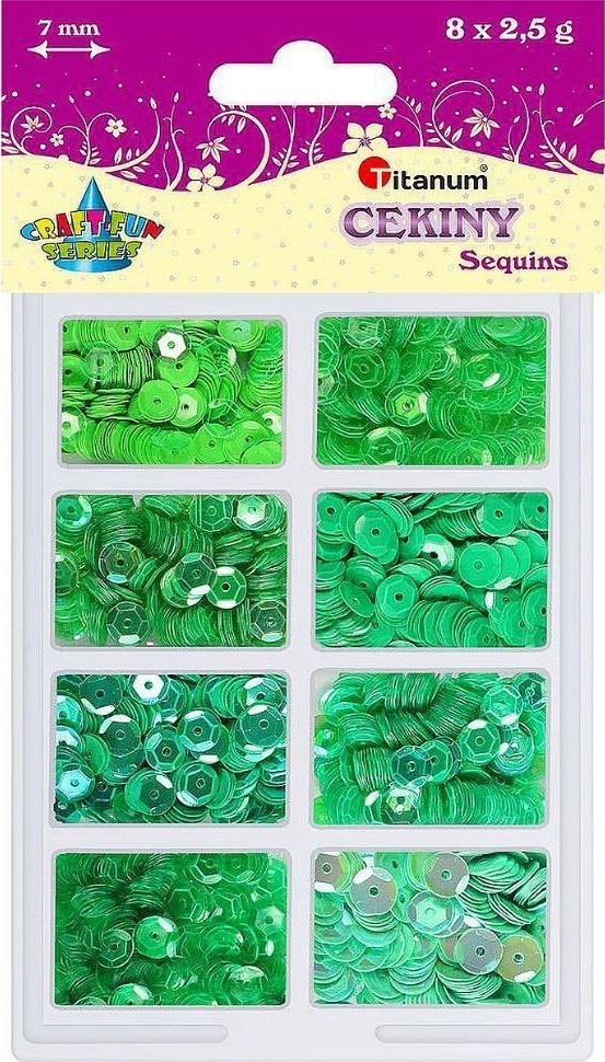 Titanum Cekiny 7mm 8 kolorów x 2,5g zielone