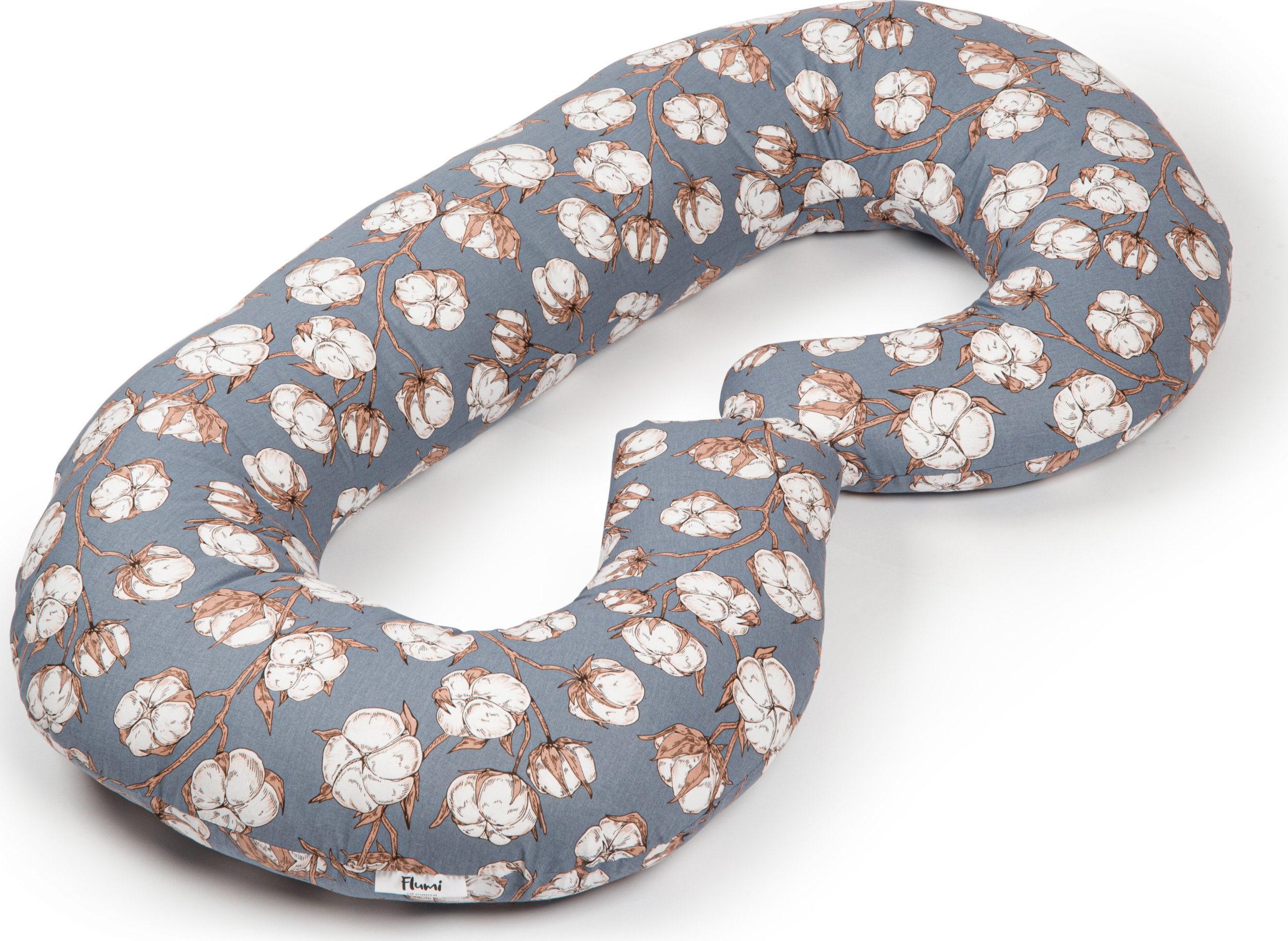 Blomster Poduszka ciążowa typu C - granatowa w białe kwiaty