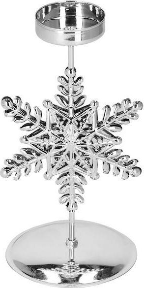 Springos Świecznik świąteczny metalowy z gwiazdką podstawka na świeczkę srebrna UNIWERSALNY