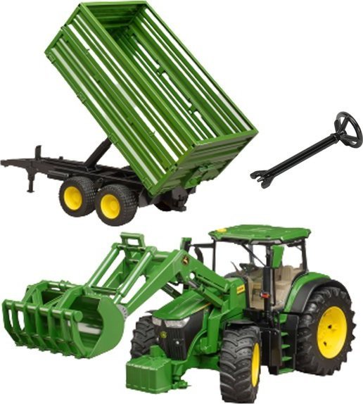 Bruder Traktor John Deere 7R 350 z ładowaczem i przyczepą