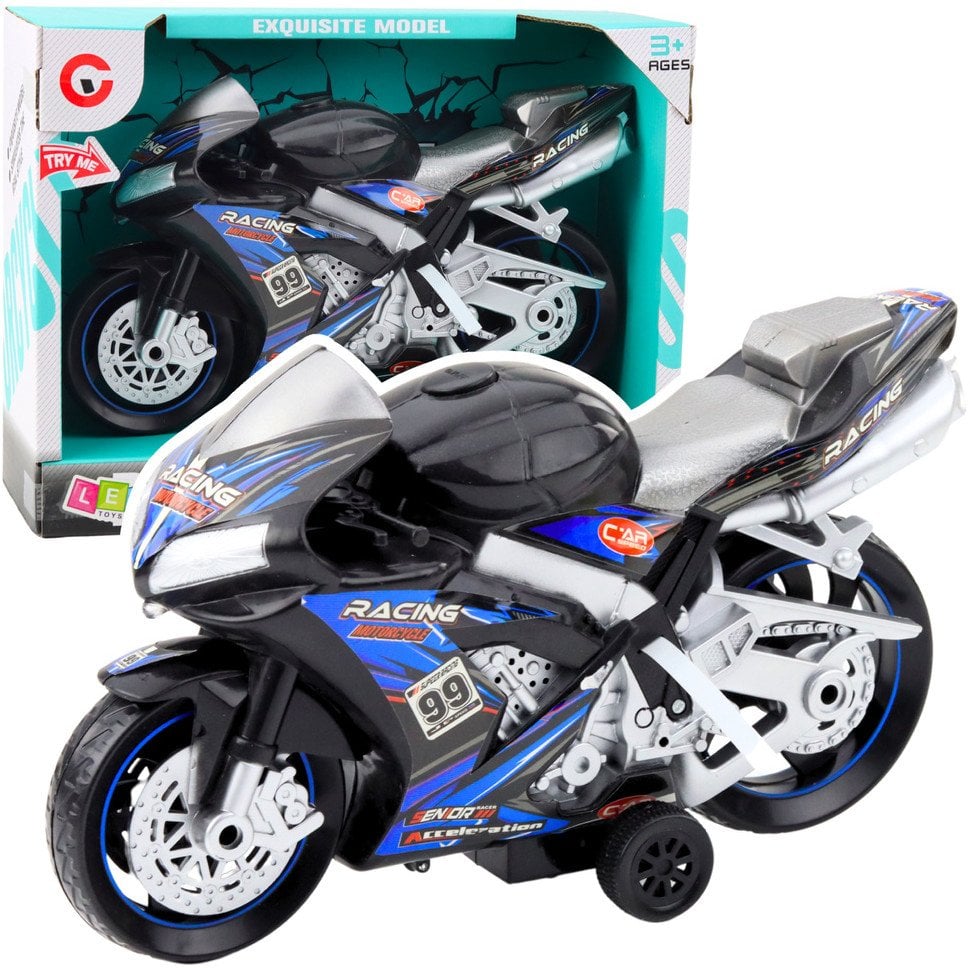 Motor Wyścigowy Ścigacz Napęd Światła Dźwięki Czarno-Niebieski