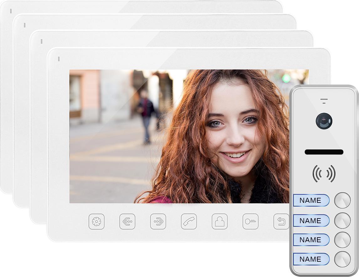 Orno Zestaw wideodomofonowy 4-rodzinny, bezsłuchawkowy, kolor, LCD 7", menu OSD, sterowanie bramą, biały NOVEO MULTI4