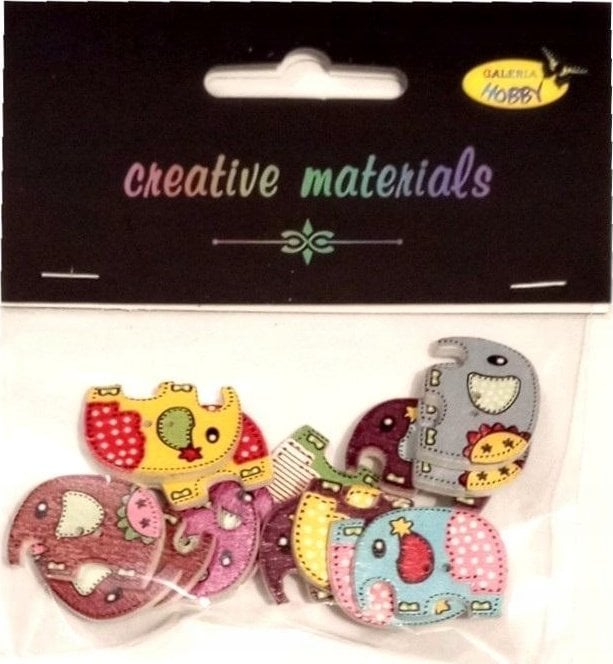 Guziki ozdobne Słoń 25x18mm 15szt