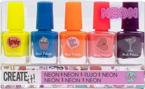 Canenco Lakier do paznokci neon 5 szt. CREATE IT!