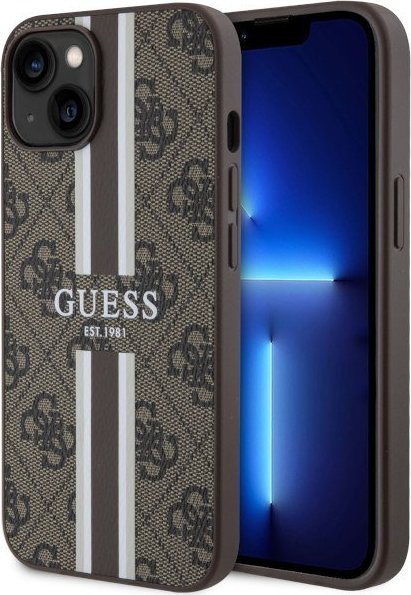 Guess Etui GUHMP14MP4RPSW Apple iPhone 14 Plus brązowy/brown hardcase 4G Printed Stripes MagSafe