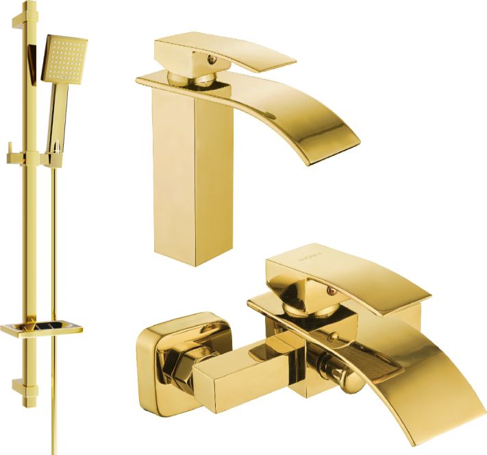 Mexen Mexen Aries DQ45 zestaw wannowy, złoty - 744803DQ45-50