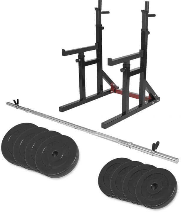 Gorilla Sports Stojak pod sztangę + sztanga prosta 40 kg (100738-00065-0001)