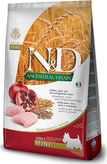 Farmina FARMINA N&D ANCESTRAL GRAIN DOG CHICKEN, SPELT, OATS AND POMEGRANATE ADULT MINI - sucha karma dla psa - 7kg