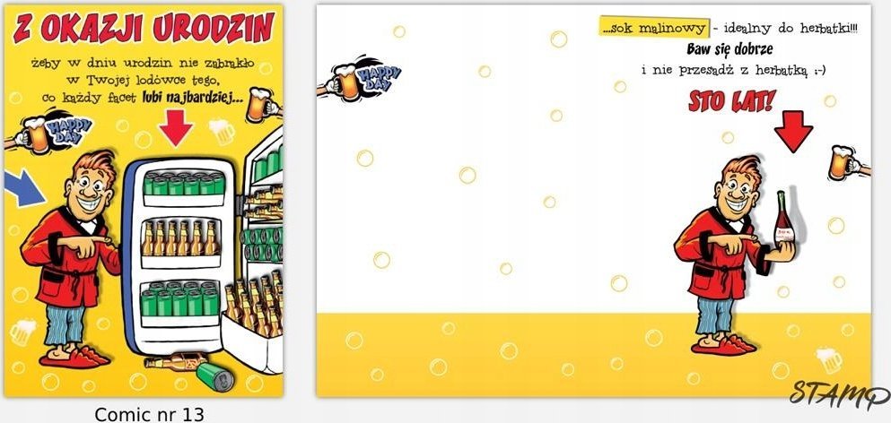 Stamp Karnet Comic B6 + koperta wzór nr 13 Urodziny