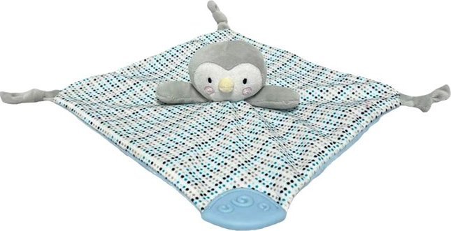 Miluś Pingwinek Miętowo-Niebieski 25x25 Cm Maskotka Kocyk Dla Najmłodszych