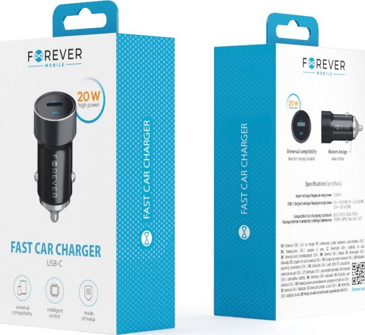 Ładowarka Forever Forever ładowarka samochodowa PD3.0 CC-06 1x USB-C 20W czarna