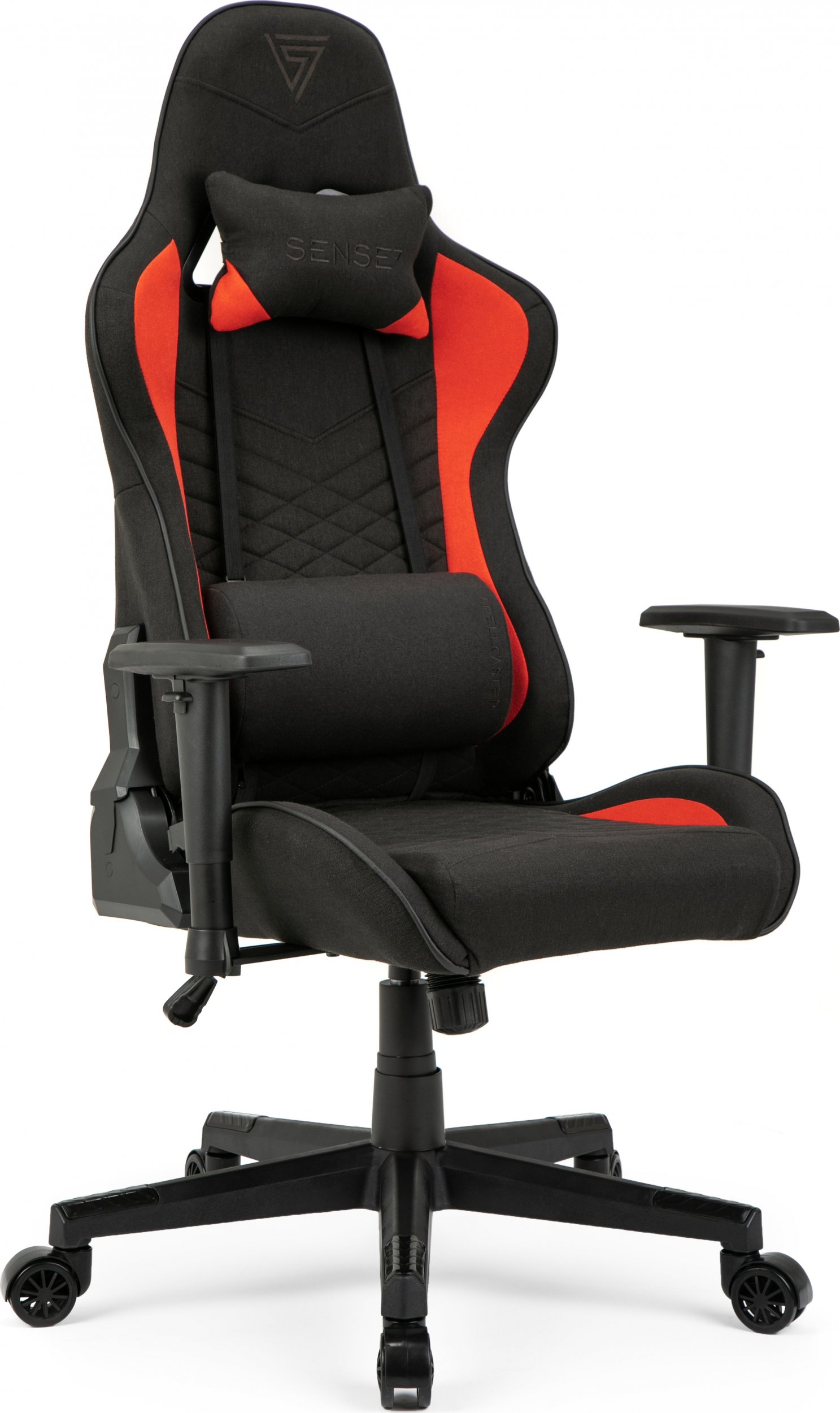 Fotel SENSE7 Spellcaster materiałowy czarno-czerwony