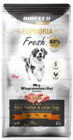 BIOFEED Euphoria Fresh Meat Adult Medium & Large Wieprzowina i Gęś 2kg