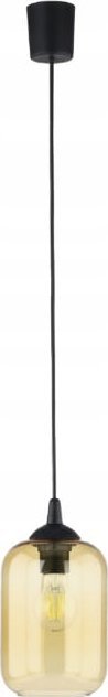 Lampa sufitowa wisząca 1xE27 110cm Czarna ze szklanym bursztynowym kloszem Mango