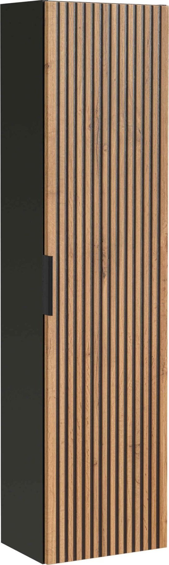 Comad Wysoka szafka do łazienki, Xilo, 35x25x140 cm, czarny, dąb wotan, mat