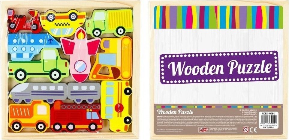Mega Creative Układanka drewniana pojazdy 12 elementów