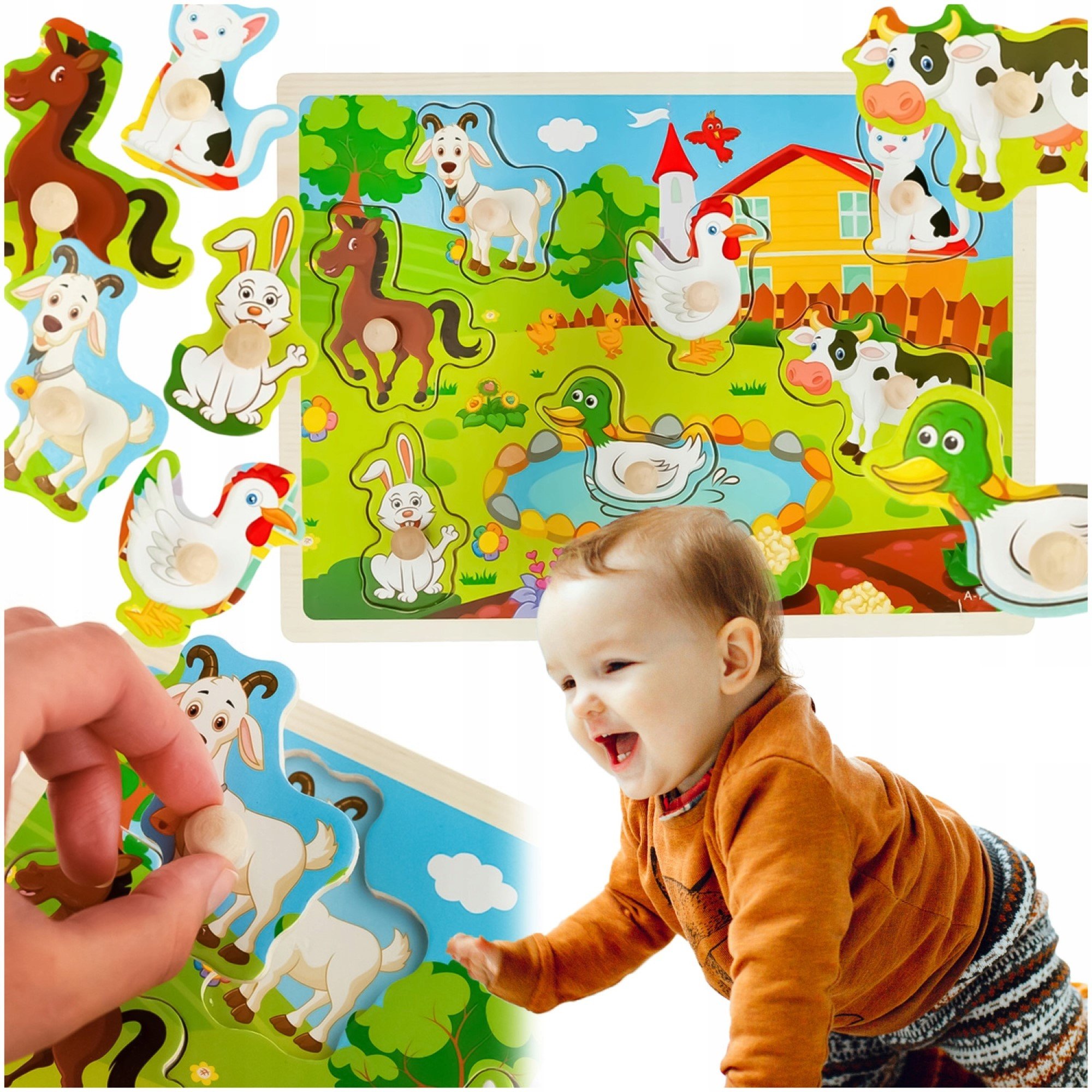 TG67287 KLOCKI EDUKACYJNE PUZZLE FARMA UKŁADANKA DLA MALUCHA ZWIERZĄTKA