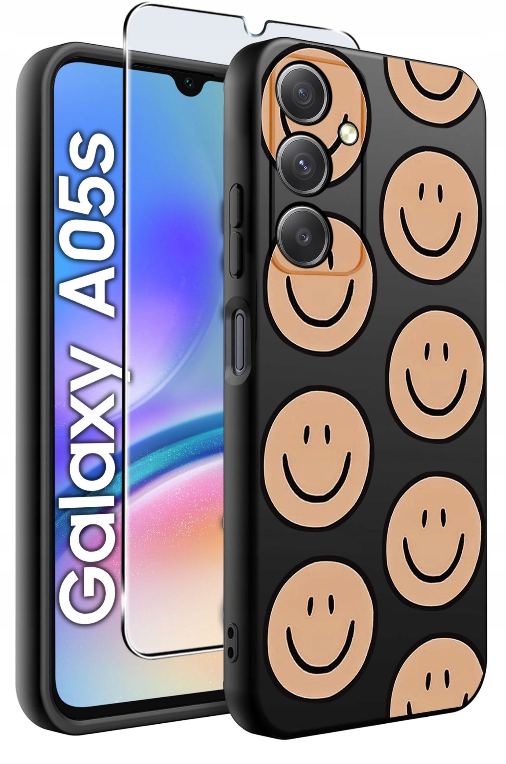 ETUI do Samsung A05s WZORY | SILIKONOWE MATT CASE + SZKŁO 9H