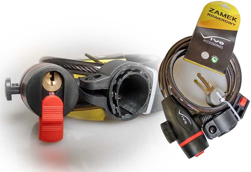 Vivo Zapięcie rowerowe LQ-320 10x1000 mm na klucz czarne