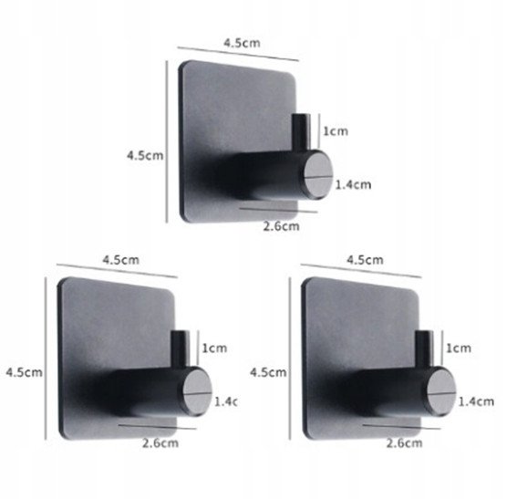 WIESZAK ŁAZIENKOWY komplet METALOWY Czarny 3szt