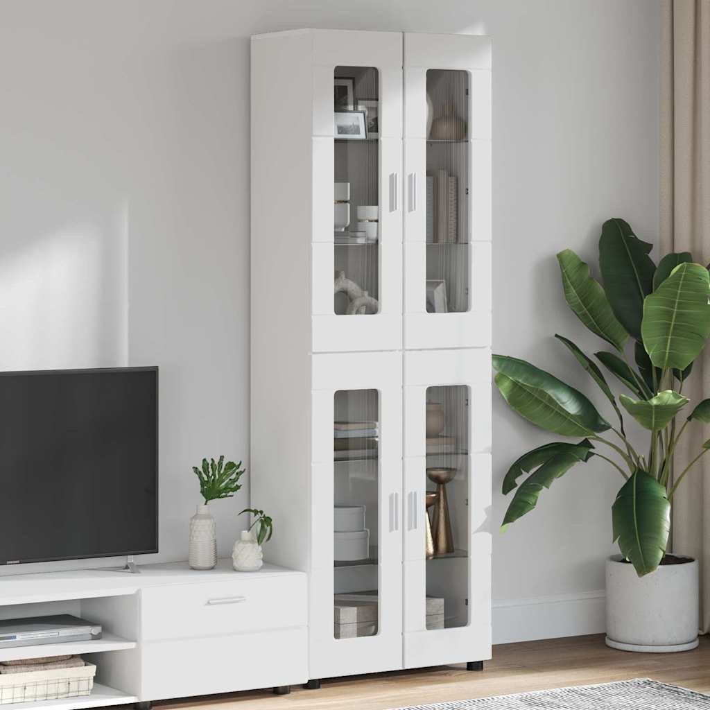 vidaXL Highboard z półką Wysoki połysk biały 60 x 35 x 182 cm