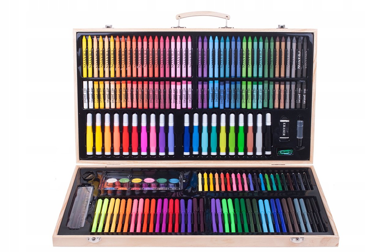 Zestaw Plastyczny Do Malowania w Drewnianej Walizce 180 el.