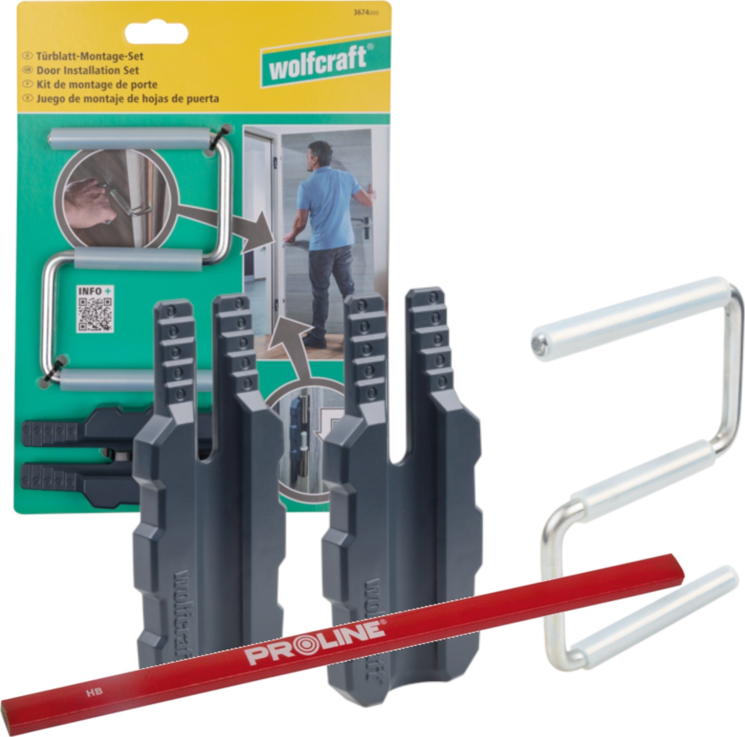 Wolfcraft Zestaw do montażu skrzydła drzwiowego, 3-częściowy, wolfcraft