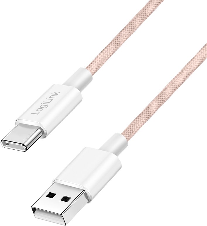 Kabel USB LogiLink USB-A - USB-C 1 m Różowy (CU0324)