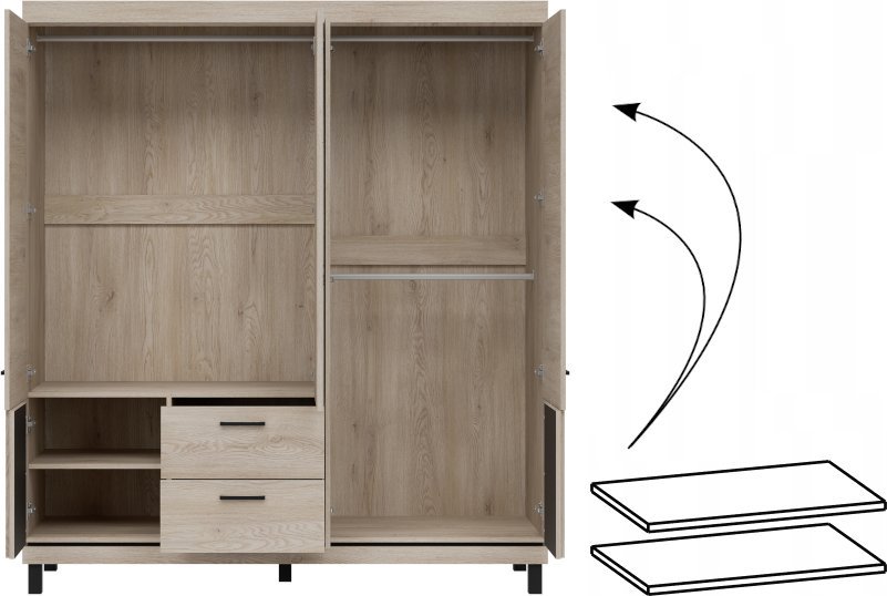 BogFran Półki wewnętrzne do szafy MI16 (2 sztuki) Dąb Cremona Cotta MATI MI17