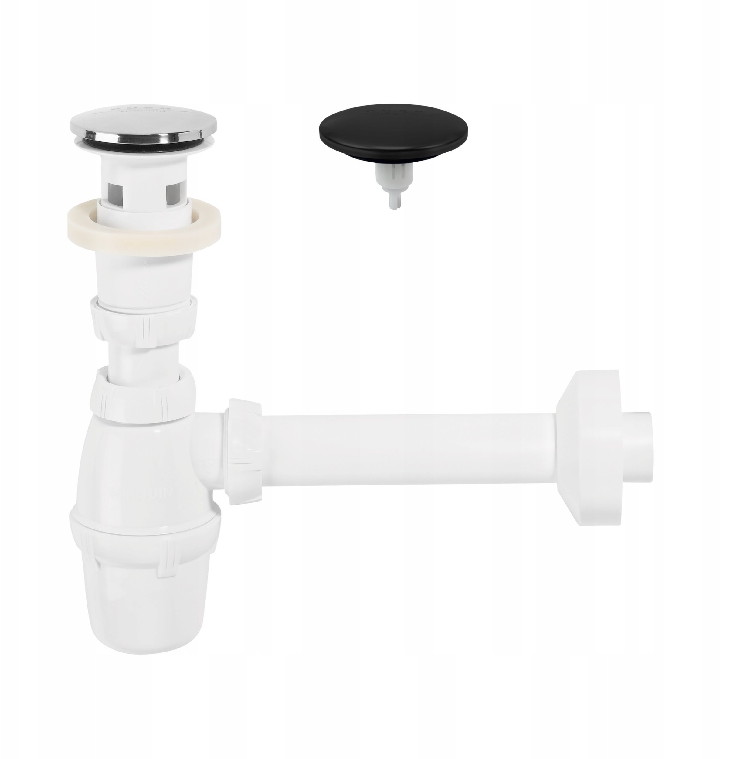 Wirquin syfon umywalkowy quick-clac z dwoma grzybkami, chrom i czarny mat 30724762