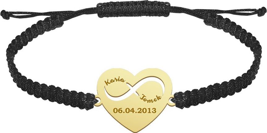 Radziszewska Jewellery Pozłacana Bransoletka SERCE z imionami data ROCZNICA ŚLUBU GRAWER