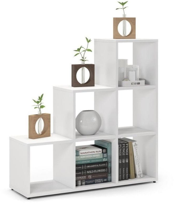 Regał schodkowy, komorowy, ETAP, 100x30x100 cm, biel, mat | TYLETEGOTU