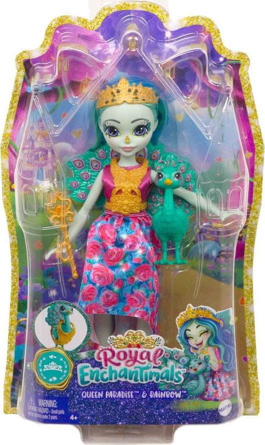 Mattel Entchantimals: Lalka Królowa Paradise i paw Rainbow (GYJ11/GYJ14)