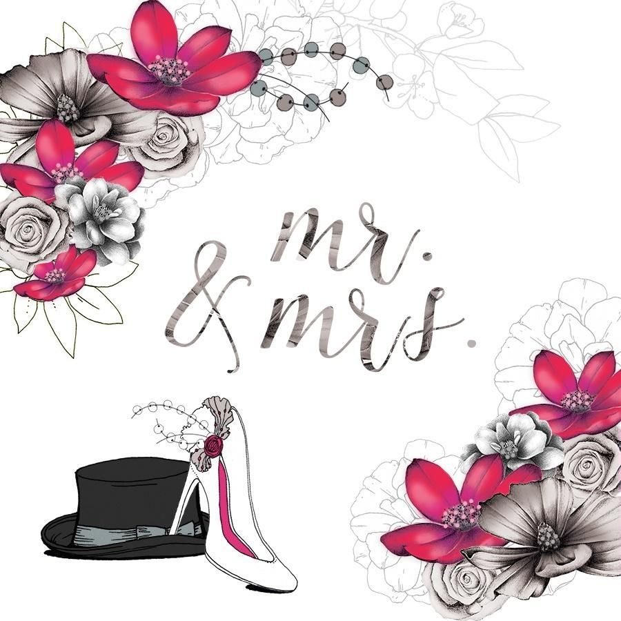 Clear Creation Karnet ślubny Swarovski kwadrat Pan i Pani (CL1416)