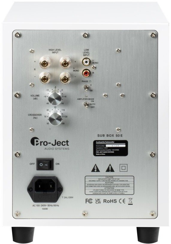 Kolumna Pro-Ject Audio Systems Sub Box 50 E High Gloss White - aktywny subwoofer 50 W RMS