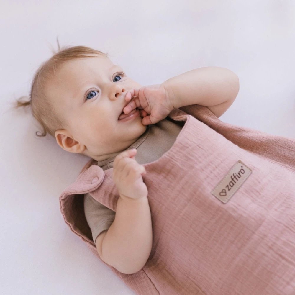Zaffiro - Śpiworek muślinowy do spania 0,5 TOG Malaga 0-6m - Baby Pink 0-6m, 0,5 TOG