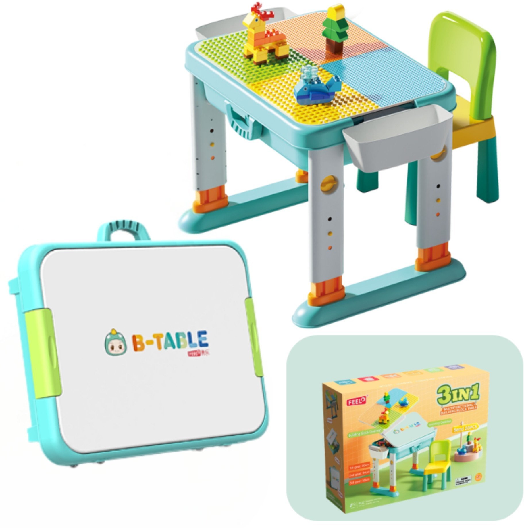 Klocki konstrukcyjne stolik z krzeseÅkiem zawiera 55 elementÃ³w