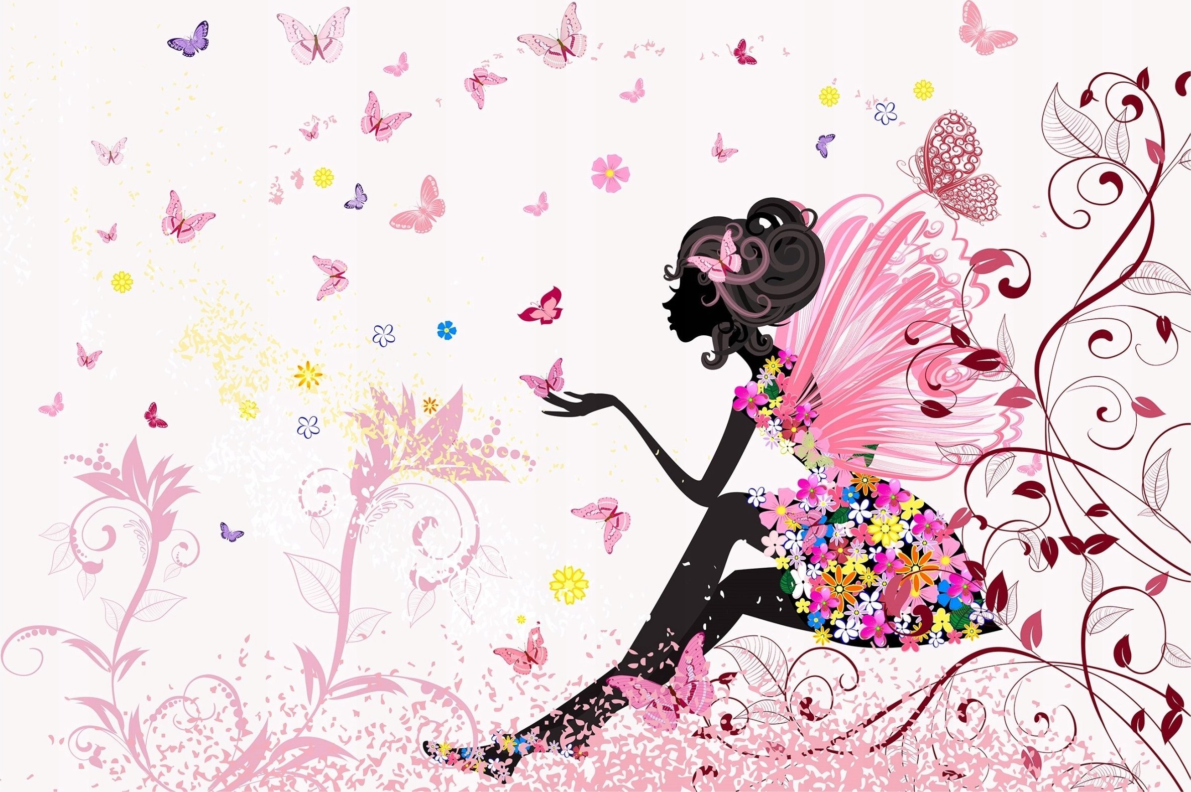 FOTOTAPETA DLA DZIEWCZYNKI WRÓŻKA MOTYLE KWIATY TAPETA DLA DZIECI 200x140