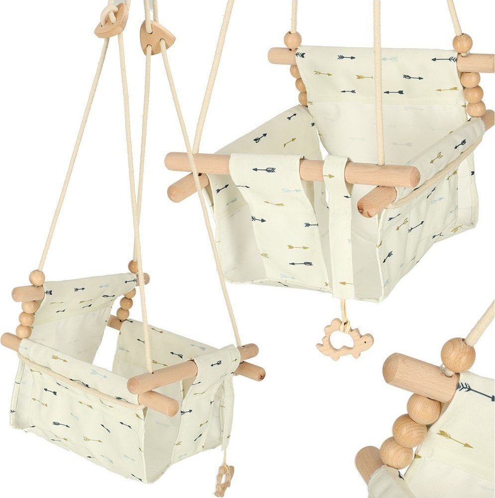 Huśtawka Huśtawka dla dzieci materiałowa drewniana wisząca strzałki
