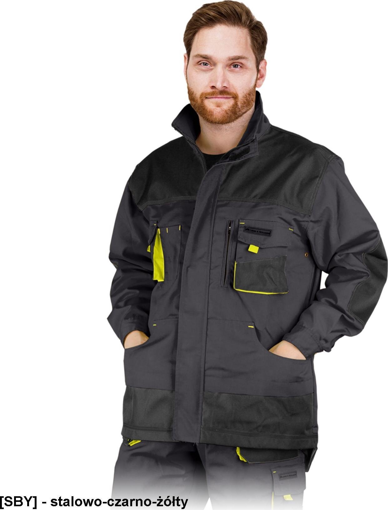 R.E.I.S. LH-FMN-J - bluza ochronna zapinana na suwak oraz na rzepy, - stalowo-czarno-żółty XL