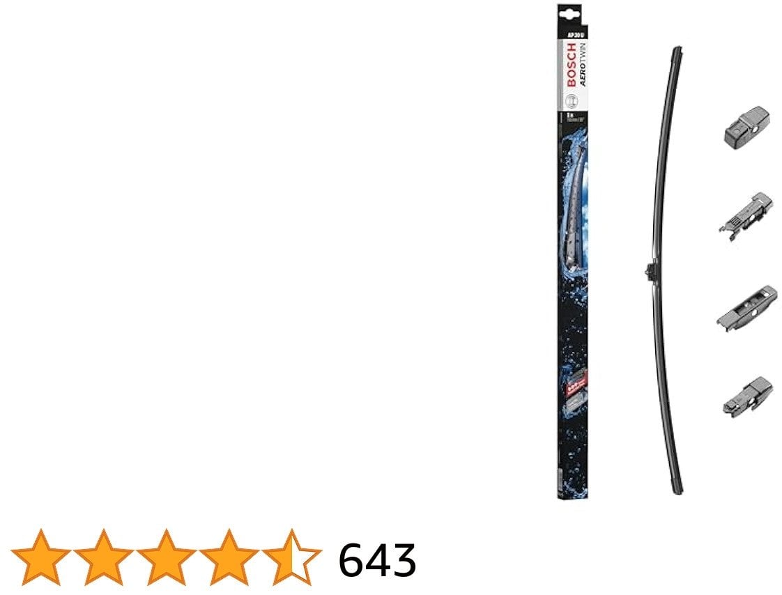 BOSCH frameless car wiper, 750 mm, 4 mounting adapters