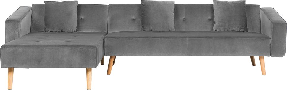 Beliani Narożnik welurowy prawostronny rozkładany szary VADSO