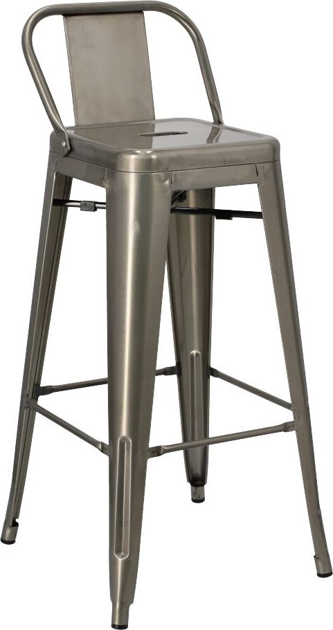 D2 Design Hoker Paris Back Short 75cm metaliczny insp. Tolix