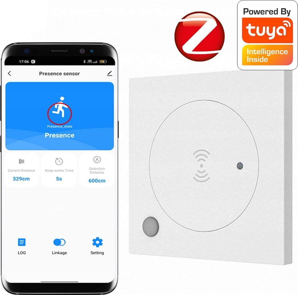 RTX Czujnik mikrofalowy sensor obecności ZigBee TUYA Smart 230V ścienny
