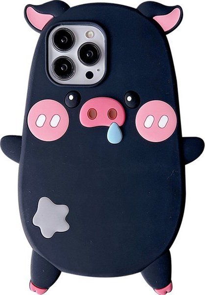 GEL ETUI DO IPHONE 12/12 PRO CASE OBUDOWA CZARNA ŚWINIA