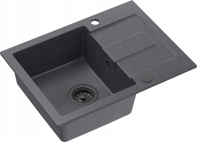 Zlewozmywak GraniteQ CHRISTIAN 116 zlewozmywak granitowy 1-komorowy czarny (60x45x18,5) z zaślepką i odpływem czarnym